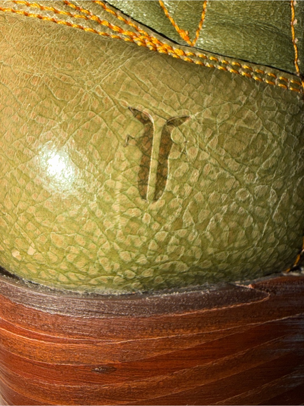 Frye Olive Green Embossed Leather Cowboy Boots size 6.5 GUC - Picture 8 of 12